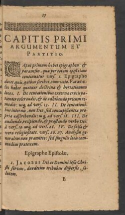 Capitis Primi Argumentum Et Partitio.