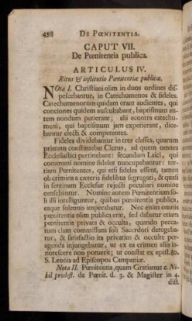 498-503, Articulus IV [I]. Ritus & institutio Poenitentae publicae.