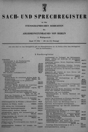 1954, I. Wahlperiode, Band IV, 89.-116. Sitzung: Stenographischer Bericht