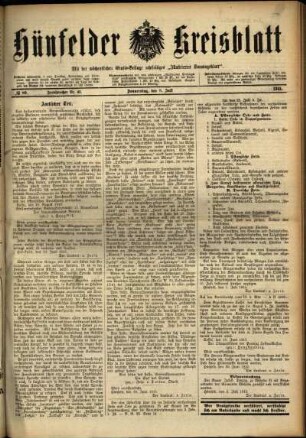 Ausgabe vom Donnerstag, den 08. Juli 1915.