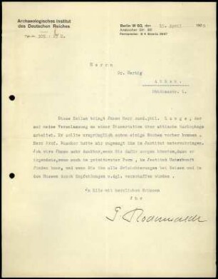 G. Rodenwaldt an G. Herbig