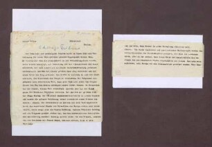 Schreiben von Prinz Max von Baden an George Seldres, Journalist bei der Chicago Tribune, zum Tod von Woodrow Wilson