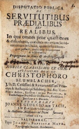 Disp. publ. de servitutibus praedialibus s. realibus