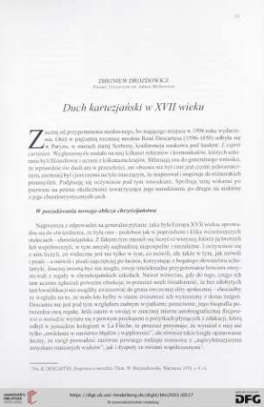Duch kartezjański w XVII wieku