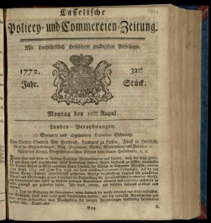 32tes Stueck, Montag den 10ten August 1772