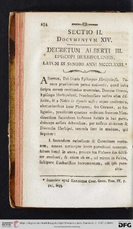 Sectio II, Docvmentvm XIV
