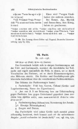 VII. Pacht (Nr. 118-138)