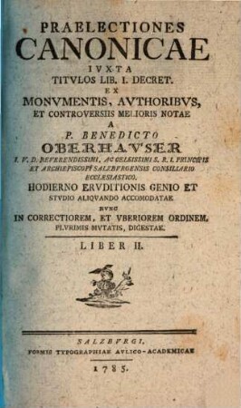 Praelectiones Canonicae Ivxta Titulos Lib. I. Decret., 2