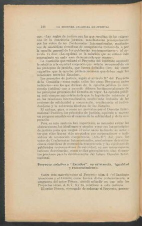 Proyecto relativo a "Estados", su existencia, igualdad y reconocimiento