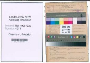 Entnazifizierung Friedrich Overmann , geb. 18.01.1907 (Bahnsekretaer)