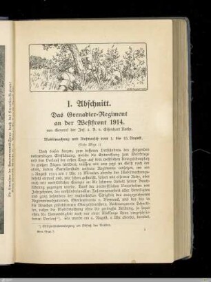 I. Abschnitt: Das Grenadier-Regiment an der Westfront 1914