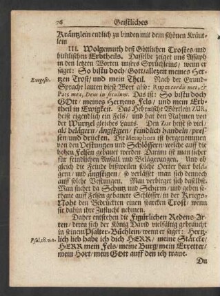 III. Wolgemuth deß Göttlichen Trostes/ und him[m]lischen Erbtheils.