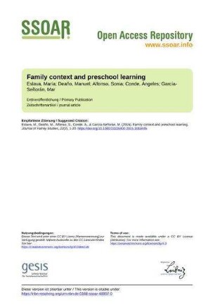 Family context and preschool learning