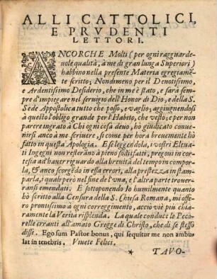 Apologia contro le considerationi di Fra Paolo da Venezia dell'ordine de Servi sopra le censure della Santità di N. S. Papa Paolo Quinto ...