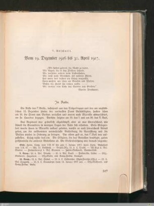 V. Vom 19. Dezember 1916 bis 30. April 1917