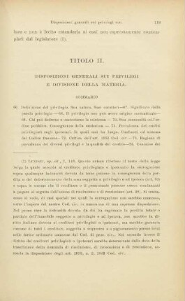 Titolo II. Disposizioni generali sui privilegi e divisione della materia