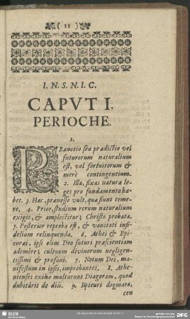 Caput I. Perioche
