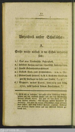 Verzeichniß unsrer Schulöbücher