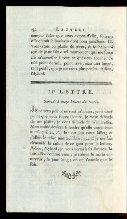 IIe Lettre. Samedi à onze heures du matin.