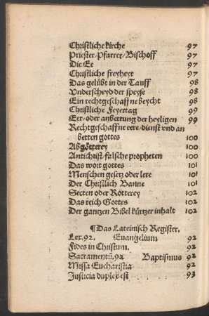 Das Lateinisch Register.