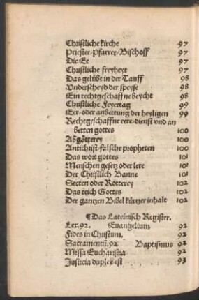 Das Lateinisch Register.