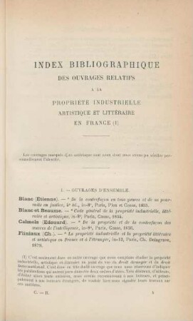 Index bibliographique des ouvrages relatifs à la propriété industrielle artistique et littéraire en France