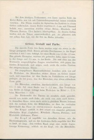 Grösse, Gestalt und Farbe.