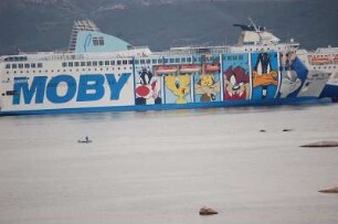 Insel Sardinien - Fährschiff : Fährhafen Olbia, Schiff "Moby-Wonder" nach Genua, 2006