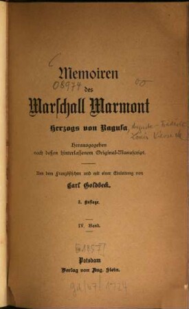 Memoiren des Marschall Marmont, Herzogs von Ragusa. 4