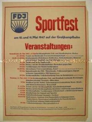 Maueranschlag mit dem Programm eines FDJ-Sportfestes in Chemnitz