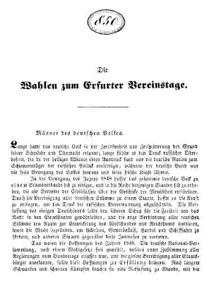 Die Wahlen zum Erfurter Vereinstage.