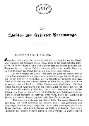 Die Wahlen zum Erfurter Vereinstage.