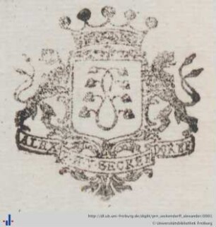 [Provenienz]: Seckendorff, Alexander Friedrich Wilhelm, von