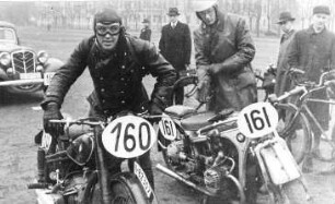 Triebischtal-Tanneberg. Dammmüller Helmut Reuschel als Rennfahrer, vor 1939, Repro