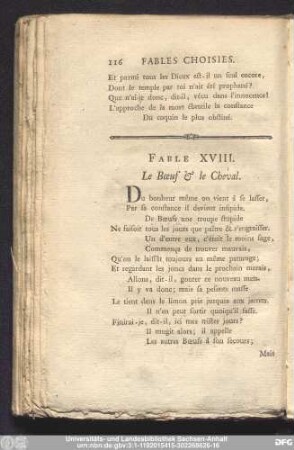 Fable XVIII. Le Boeuf & le Cheval.