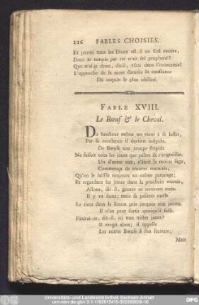 Fable XVIII. Le Boeuf & le Cheval.