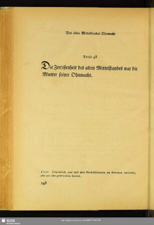 These 48: Des alten Mittelstandes Ohnmacht