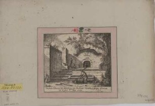 Ansicht des Mosesbrunnens in Schönburg/Saale, Kupferstich, 1743 : Der schöne Brunnen bey Schönburg : eine Stunde von Naumburg gelegen / ad vivum del. et fecit A. Thiele. - [S.l.] , 1743. - 1 Kunstbl. : Kupferst. ; 18 x 15 cm