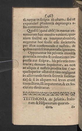Testimonia de Jesuitis, Italorum & Hispanorum quorundam.