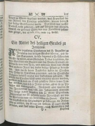 CV. Ein Ritter des heiligen Grabes zu Jerusalem.