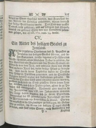 CV. Ein Ritter des heiligen Grabes zu Jerusalem.