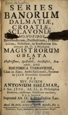 Series Banorum Dalmatiae, Croatiae, Sclavoniae