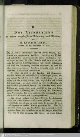 Der Arianismus in seiner ursprünglichen Bedeutung und Richtung