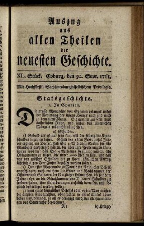 XL. Stück. Coburg, den 30. Sept. 1761.