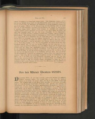 Von den Wiener Theatern 1903/04