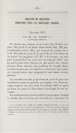 Solution de questions proposées dans les nouvelles annales.