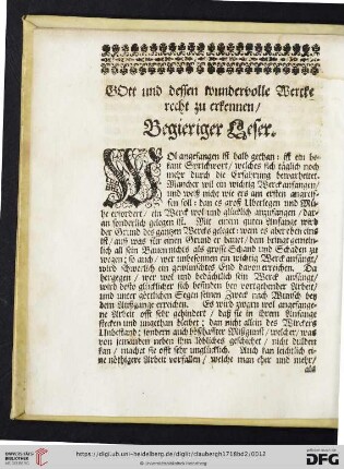 Vorrede an den begierigen Leser