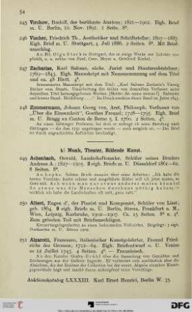 b) Musik, Theater, Bildende Kunst (Nr. 249-419)