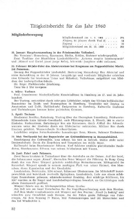 Tätigkeitsbericht für das Jahr 1960