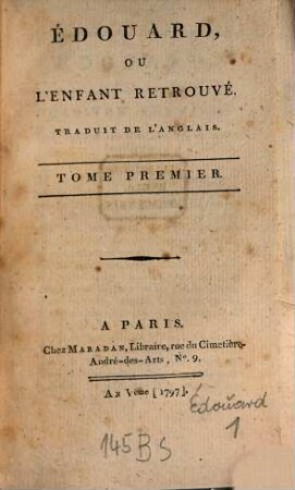 Edouard, Ou L'Enfant Retrouvé : Traduit De L'Anglais, 1